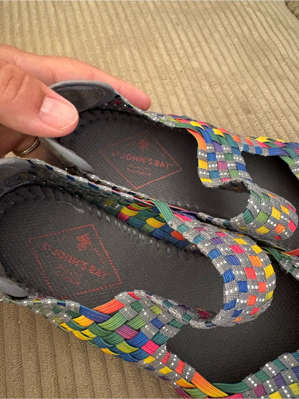 St. John’s Bay Size 6.5 Women Wedge Rainbow Weave Slip On Shoes Karma Mary Jane - Picture 7 of 7